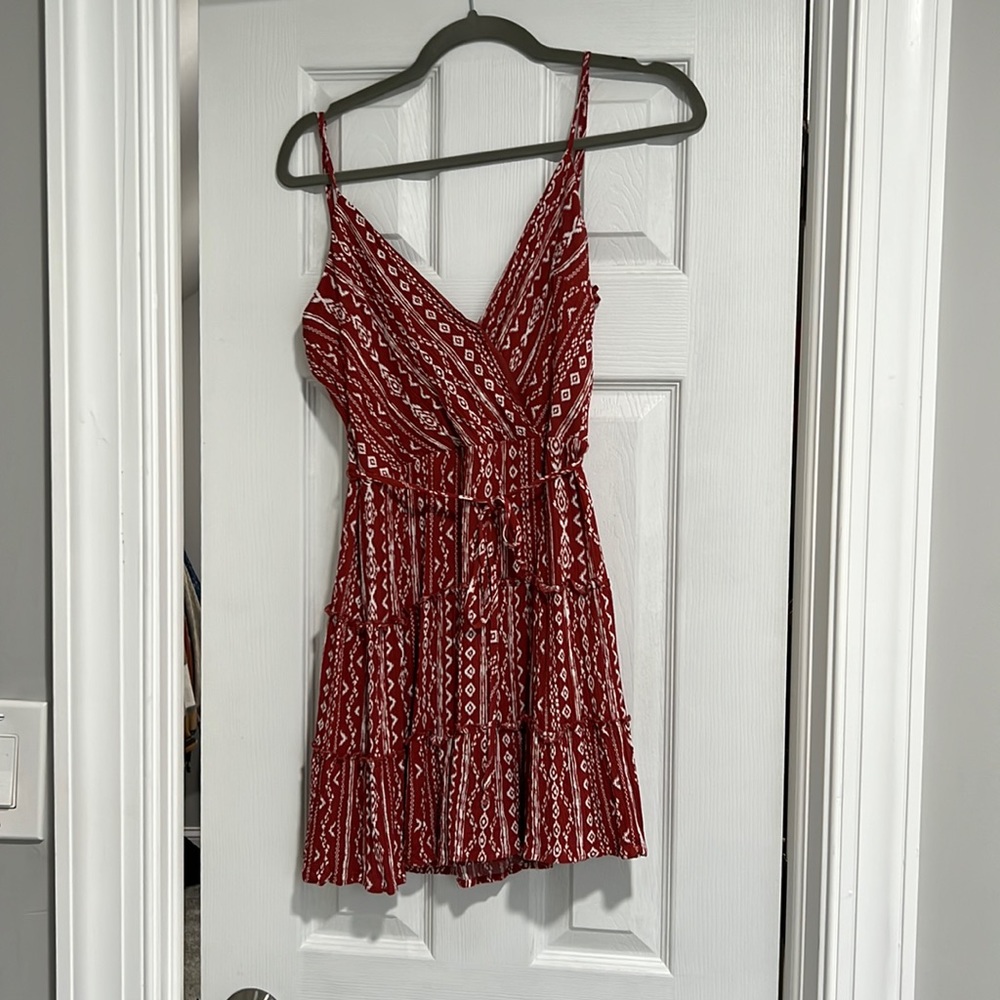 Burnt orange and white dress